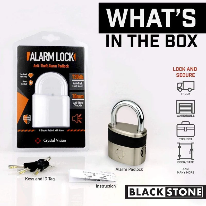 Blackstone 10mm Alarm Padlock – 130dB Smart Lock - Image 5