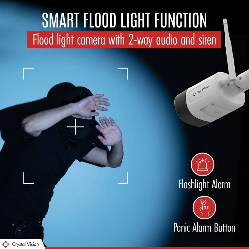 Crystal Vision Floodlight Camera - 3MP, Siren, 2-Way Audio - Image 7
